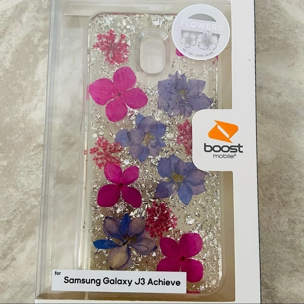 Samsung galaxy J3 achieve pressed flower sparkle botanic series phone case